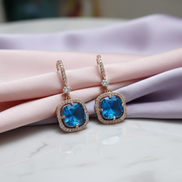 Square Rose Gold Hook Back Earrings