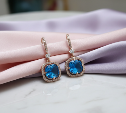 Square Rose Gold Hook Back Earrings