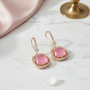 Square Rose Gold Hook Back Earrings