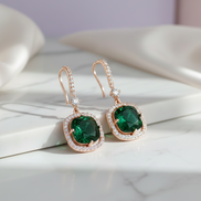 Square Rose Gold Hook Back Earrings