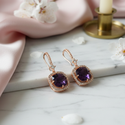 Square Rose Gold Hook Back Earrings