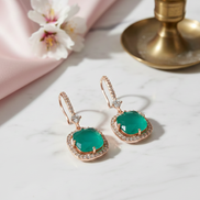Square Rose Gold Hook Back Earrings