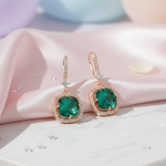 Square Rose Gold Hook Back Earrings