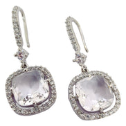 Square Rhodium Hook Back Earrings