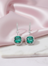 Square Rhodium Hook Back Earrings