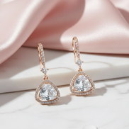 Triangle Rose Gold Hook Back Earrings