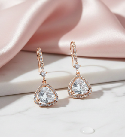 Triangle Rose Gold Hook Back Earrings