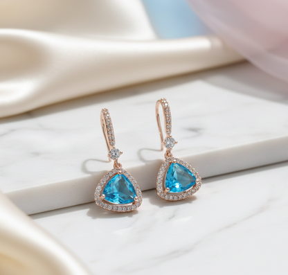 Triangle Rose Gold Hook Back Earrings