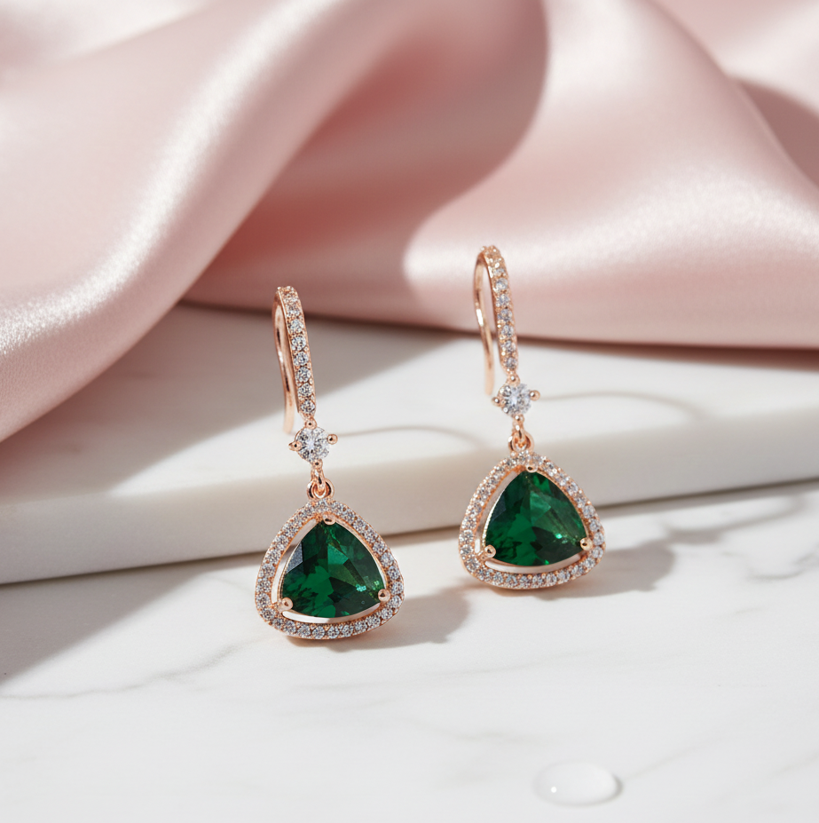 Triangle Rose Gold Hook Back Earrings