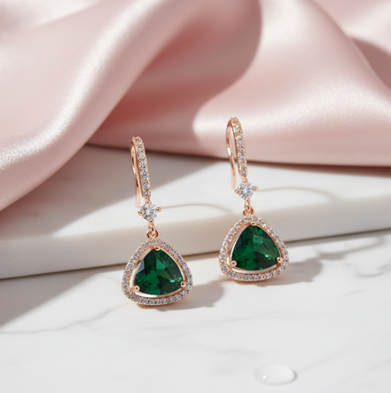 Triangle Rose Gold Hook Back Earrings
