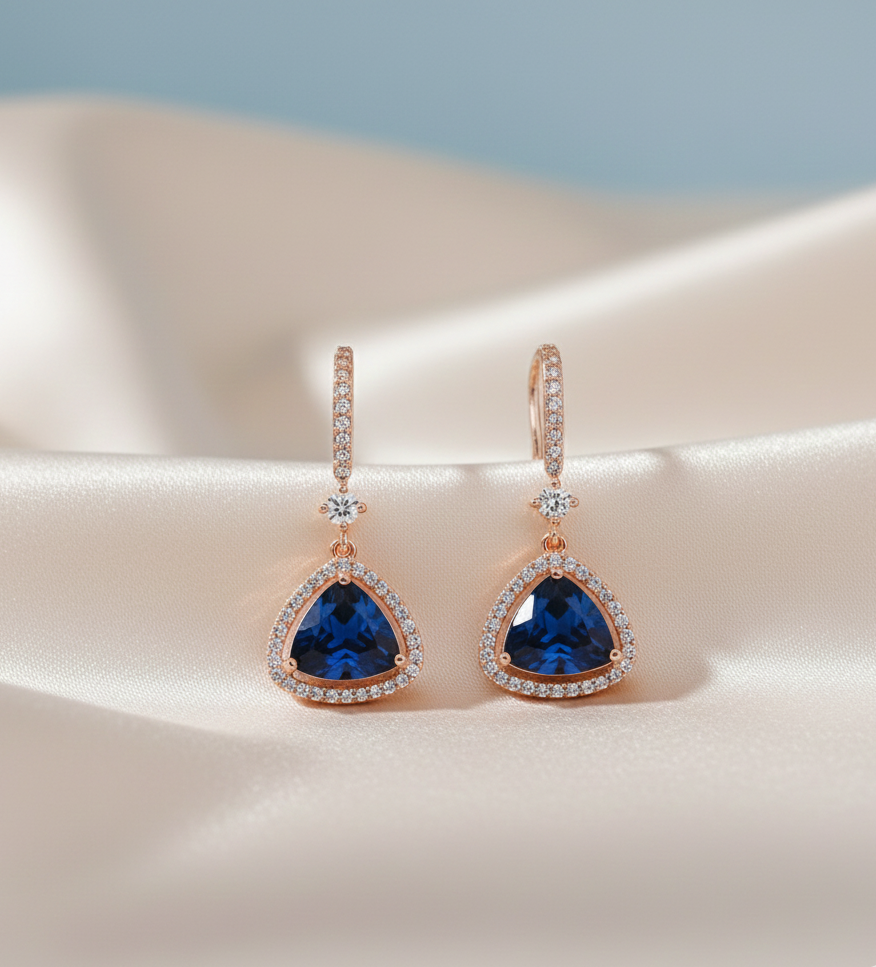 Triangle Rose Gold Hook Back Earrings