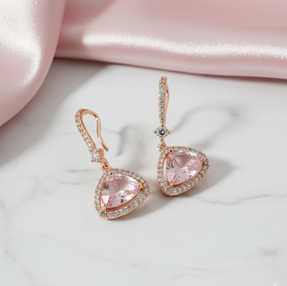 Triangle Rose Gold Hook Back Earrings