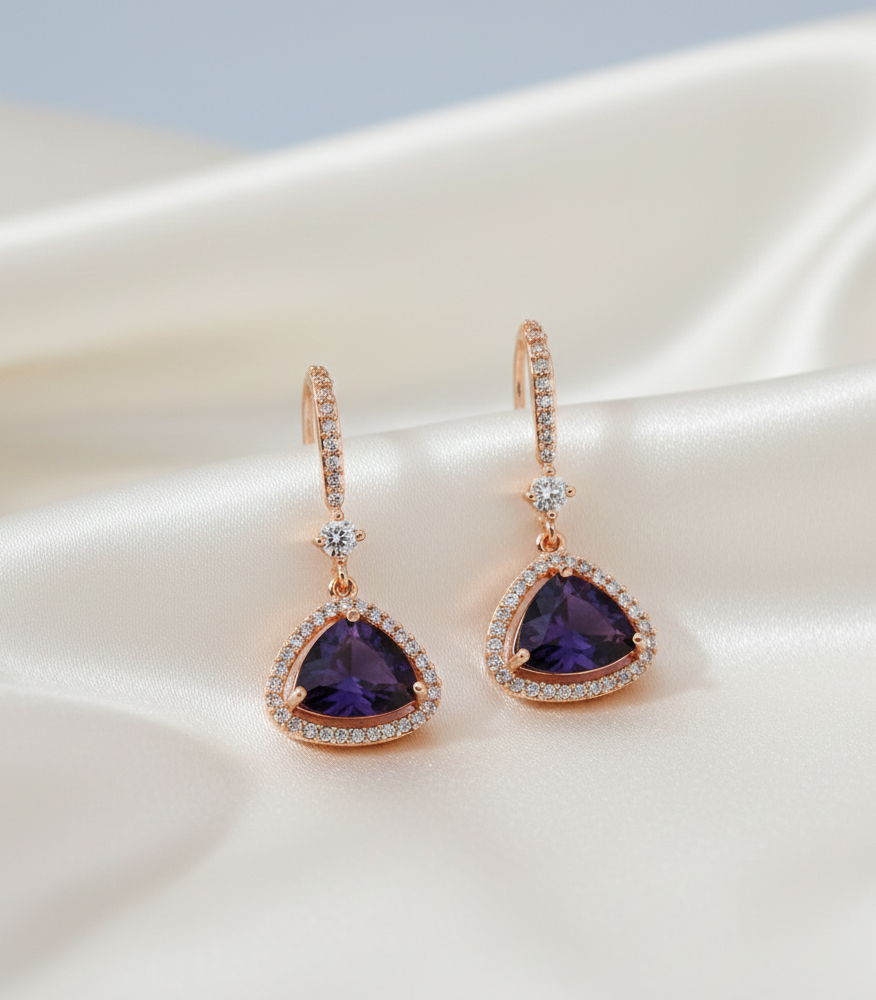 Triangle Rose Gold Hook Back Earrings