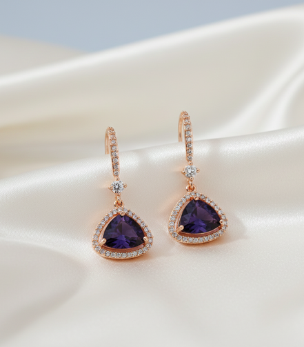 Triangle Rose Gold Hook Back Earrings