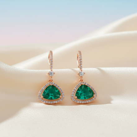 Triangle Rose Gold Hook Back Earrings