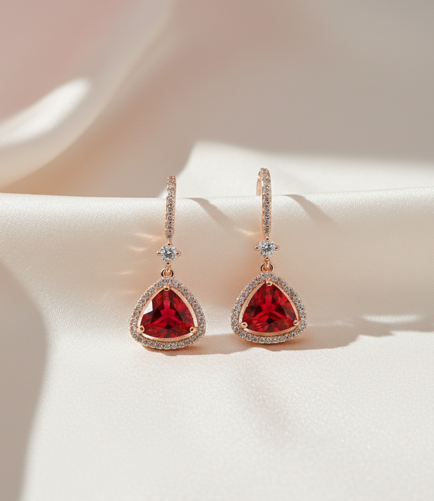 Triangle Rose Gold Hook Back Earrings