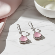 Triangle Rhodium Hook Back Earrings