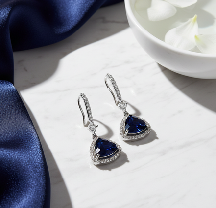 Triangle Rhodium Hook Back Earrings