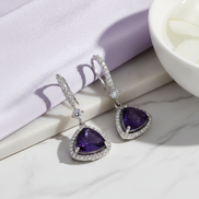 Triangle Rhodium Hook Back Earrings