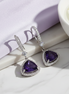 Triangle Rhodium Hook Back Earrings