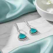 Triangle Rhodium Hook Back Earrings