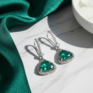 Triangle Rhodium Hook Back Earrings