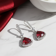 Triangle Rhodium Hook Back Earrings