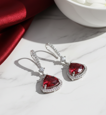 Triangle Rhodium Hook Back Earrings