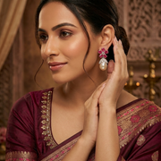 Rhodium Plated Floral Pearl Drop Earrings