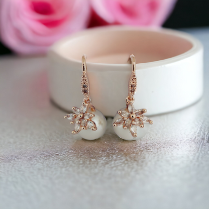 Ivory Radiance Earrings in Rose Gold White - Opal Touch