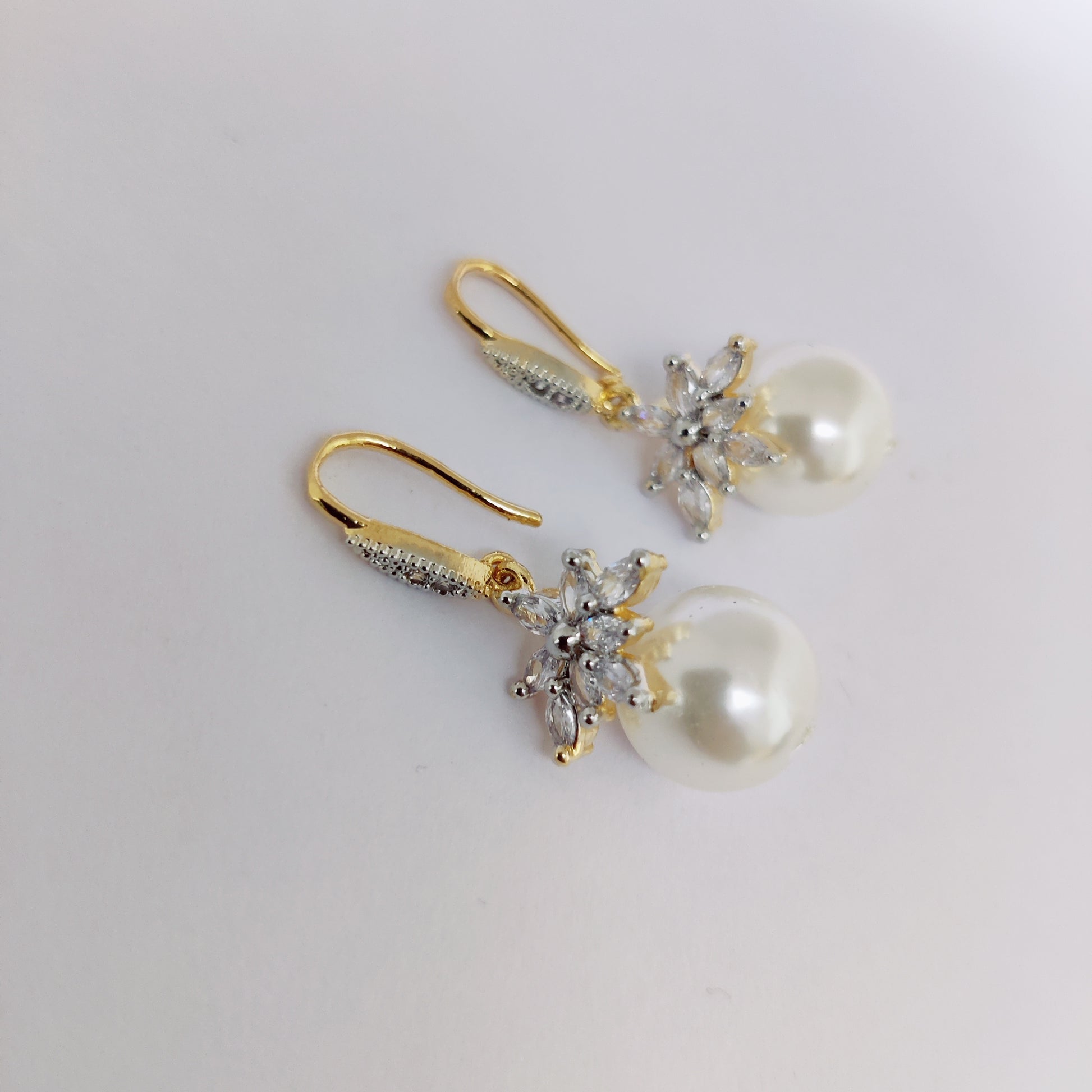 Moonlight Sonata Earrings in Two Tone - Gold Silver White - Opal Touch