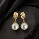 Gold Plated Pearl Drop Earrings with CZ Stone