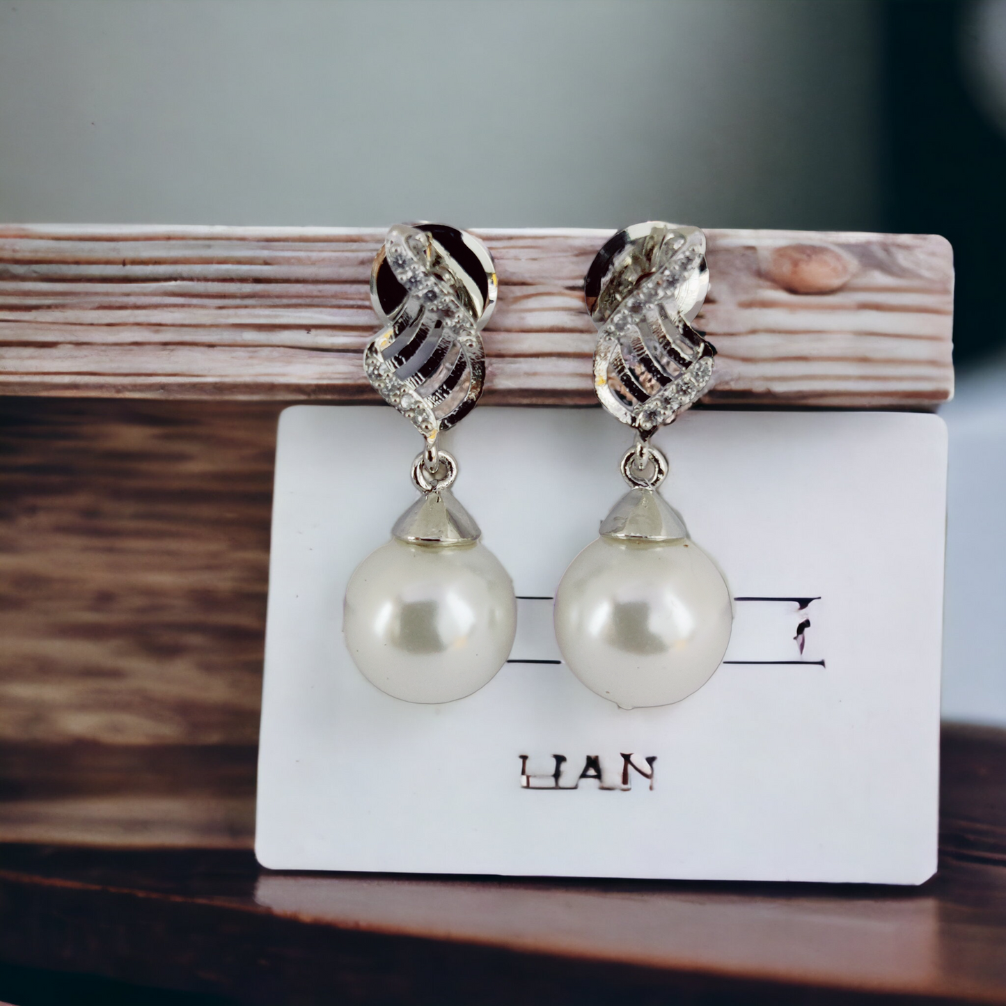 Pearl Symphony Earrings in Rhodium White - Opal Touch