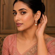 Royal Rose Earrings in Rose Gold White