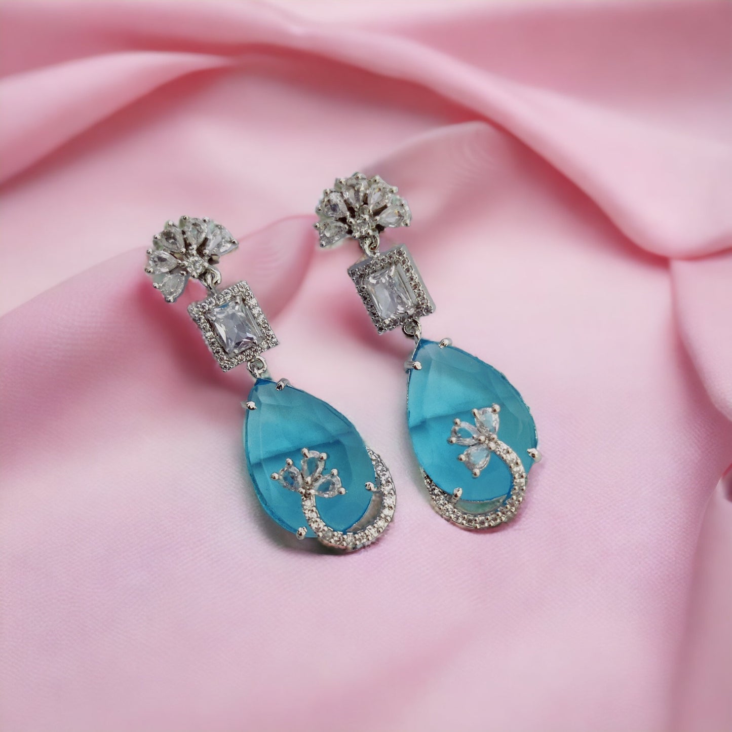 Minty Blush Blossom Earrings - Opal Touch