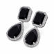 Rhodium Plated Emerald Cut & Pear Cut Amber CZ Stone Drop Earrings
