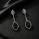 Rhodium Plated American Diamond Teardrop Dangle Earrings with Pear Cut Stone