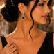 Rhodium Plated American Diamond Teardrop Dangle Earrings with Pear Cut Stone