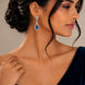 Rhodium Plated American Diamond Teardrop Dangle Earrings with Pear Cut Stone