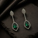 Rhodium Plated American Diamond Teardrop Dangle Earrings with Pear Cut Stone