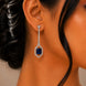 Rhodium Plated American Diamond Geometric Open Frame Drop Earrings