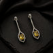 Rhodium Plated American Diamond Geometric Open Frame Drop Earrings