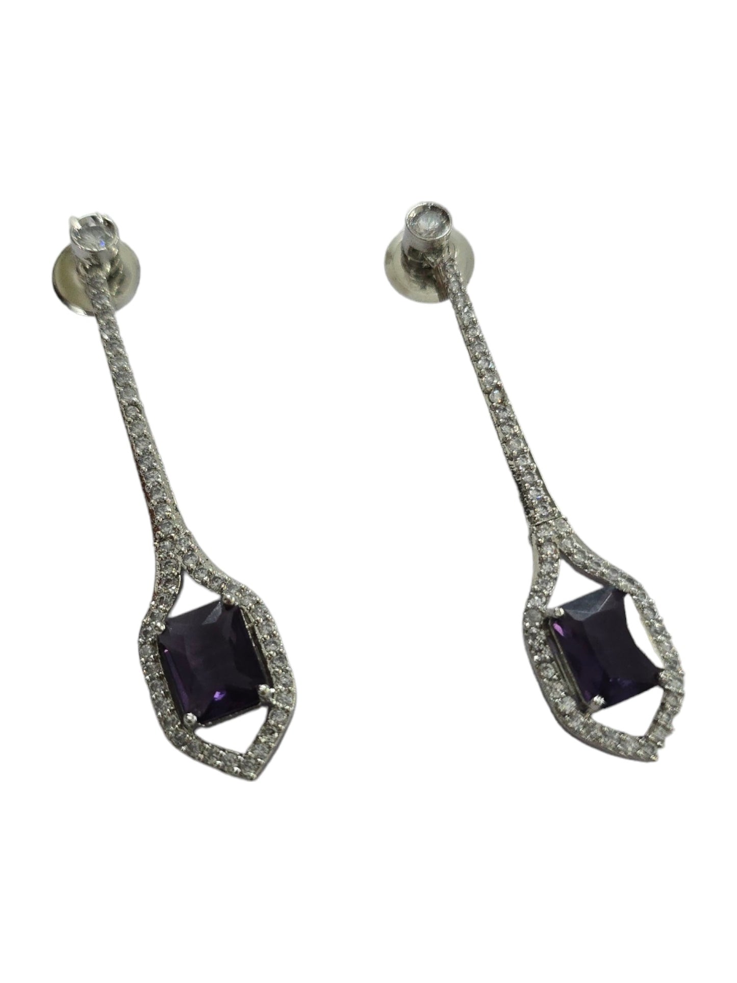 Elegance Rhodium Plated Crystal Earrings - Opal Touch