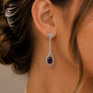Rhodium Plated American Diamond Geometric Open Frame Drop Earrings