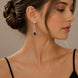 Rhodium Plated American Diamond Geometric Open Frame Drop Earrings