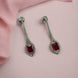 Rhodium Plated American Diamond Geometric Open Frame Drop Earrings