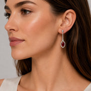 Rhodium Plated American Diamond Geometric Open Frame Drop Earrings