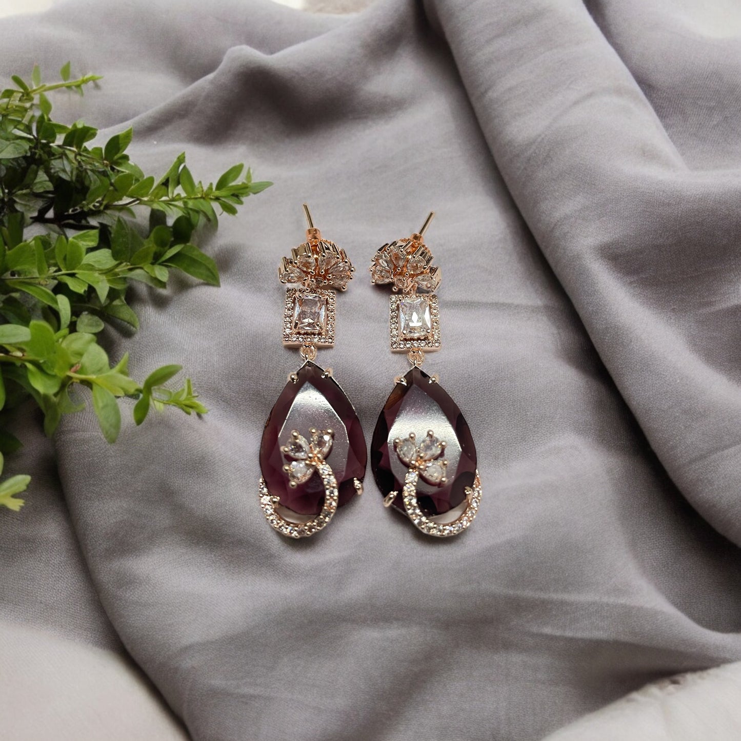 Mystic Rose Gold Plated Earrings - Opal Touch