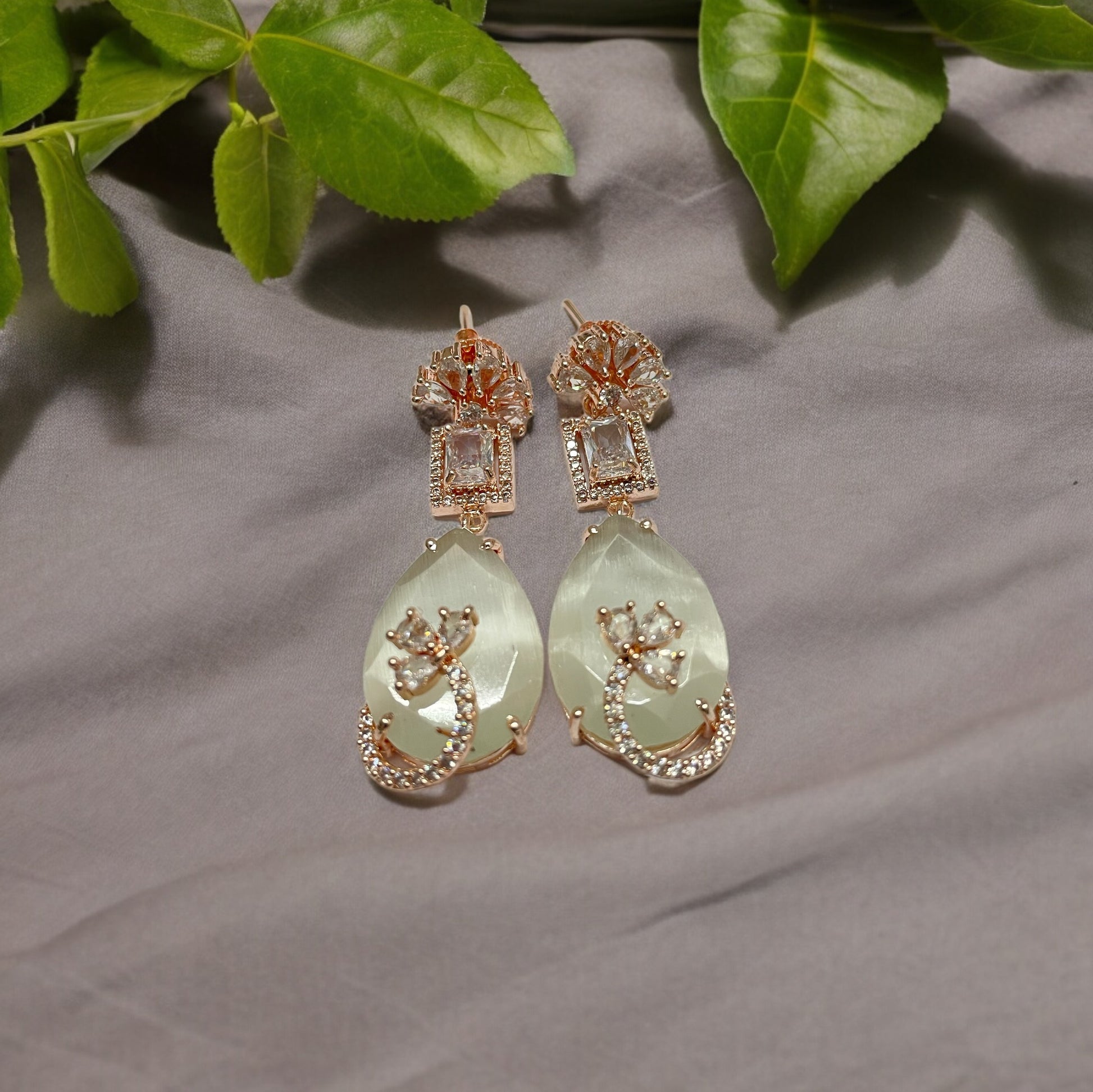 Mystic Rose Gold Plated Earrings - Opal Touch