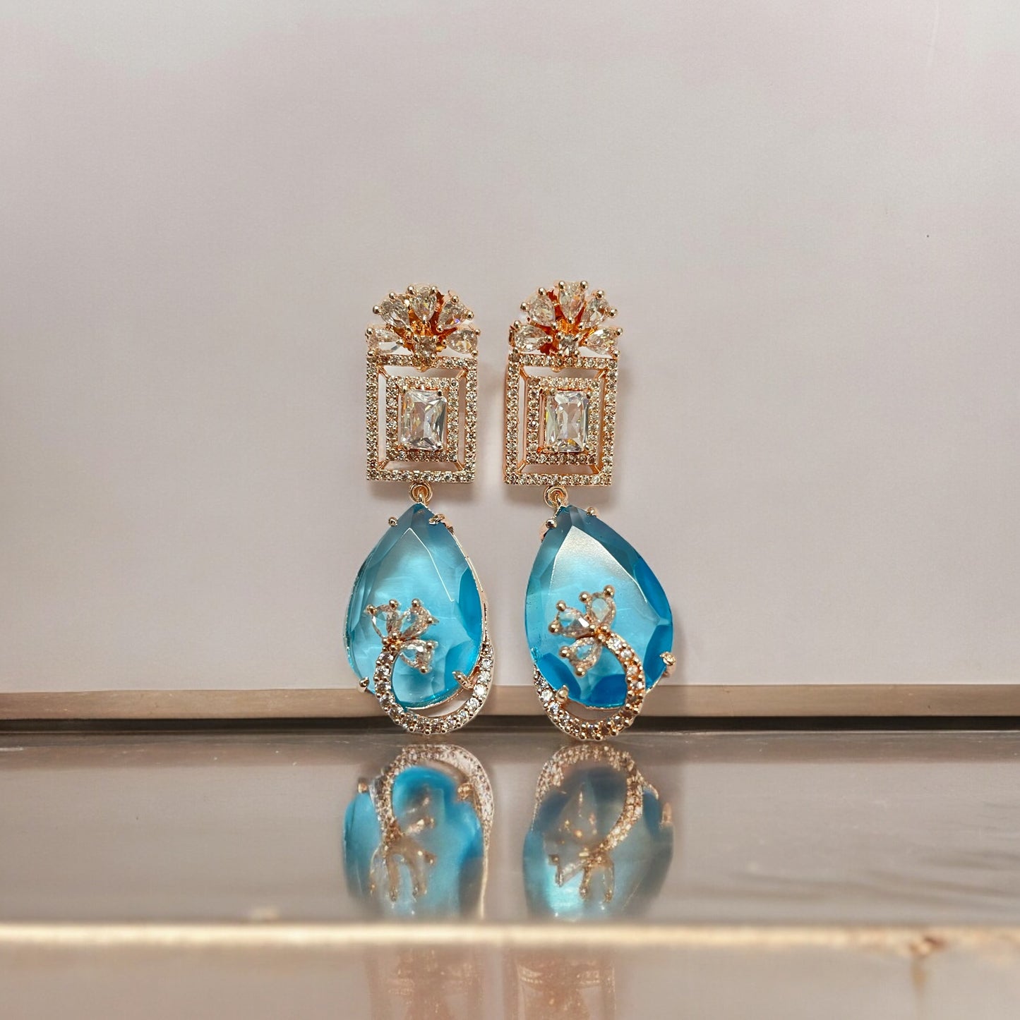 Mystic Rose Gold Plated Earrings - Opal Touch